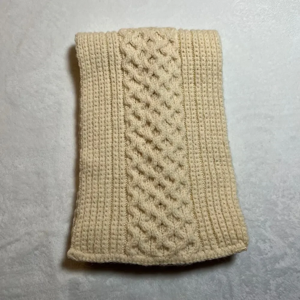 Women's 100% Wool Chunky Cable Knit Scarf Cozy Boho Cottagecore Outerwear